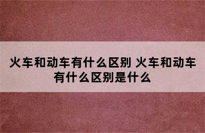 火车和动车有什么区别 火车和动车有什么区别是什么